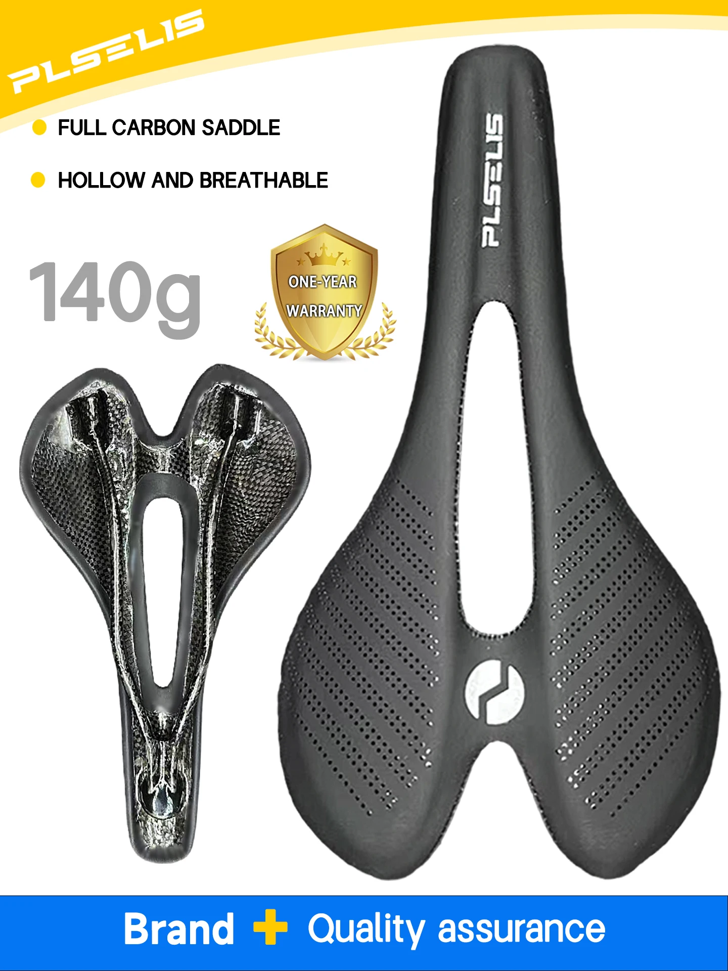 AliExpress plselis Plselis Full Carbon Saddle - Lightweight 140g Ergonomic Design Waterproof Durable Bicycle Cushion for Comfortable Riding