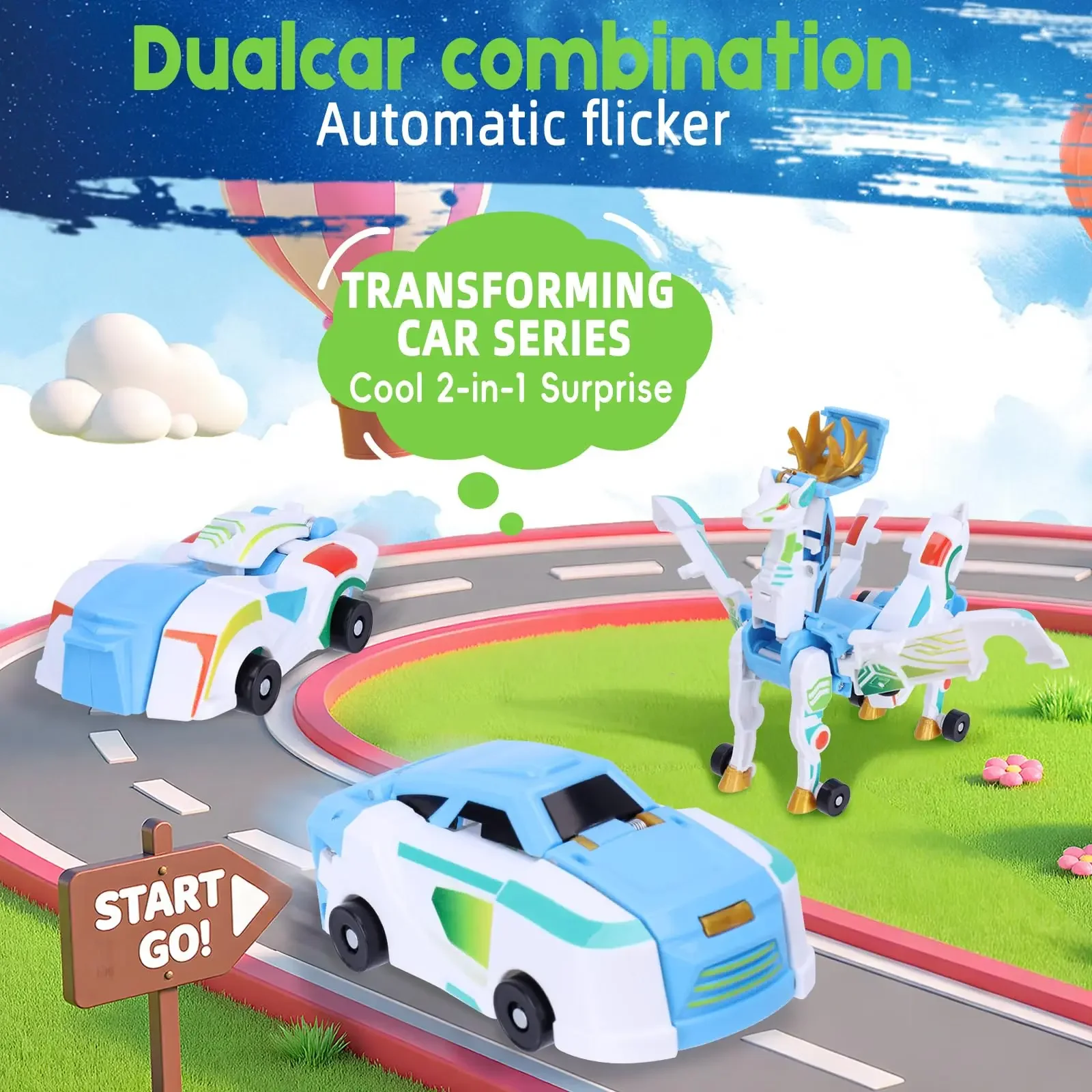 Deer Transforming Toy Car Transforming Deer Car Toy Magnetic Deer Transforming Impact Car for Kids Birthday and Holiday Gifts
