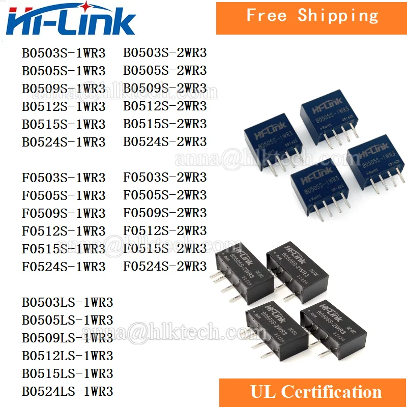 

Hi-Link 20pcs/lot UL B0505S-1WR3 B0505S B0503S B0509S B0512S-1WR3 B0505S-2WR3 B0509S-2WR3 B0512S-2WR3 Mini DCDC Power Module