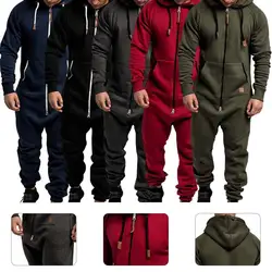 2026 New Sports Men Warm Fleece Onesie Fluffy Lounge Adult One Piece Male Jumpsuits Hooded Onesies For Adult Running Zip Suit