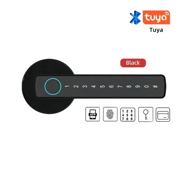 tuya alloy bluetooth password fingerprint ic card rfid key keyless smart door lever handle lock