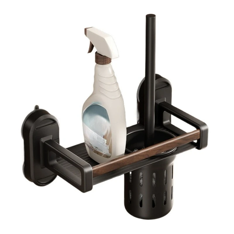 

Walnut suction cup toilet brush without dead ends household bathroom wall-mounted non-punching toilet brush