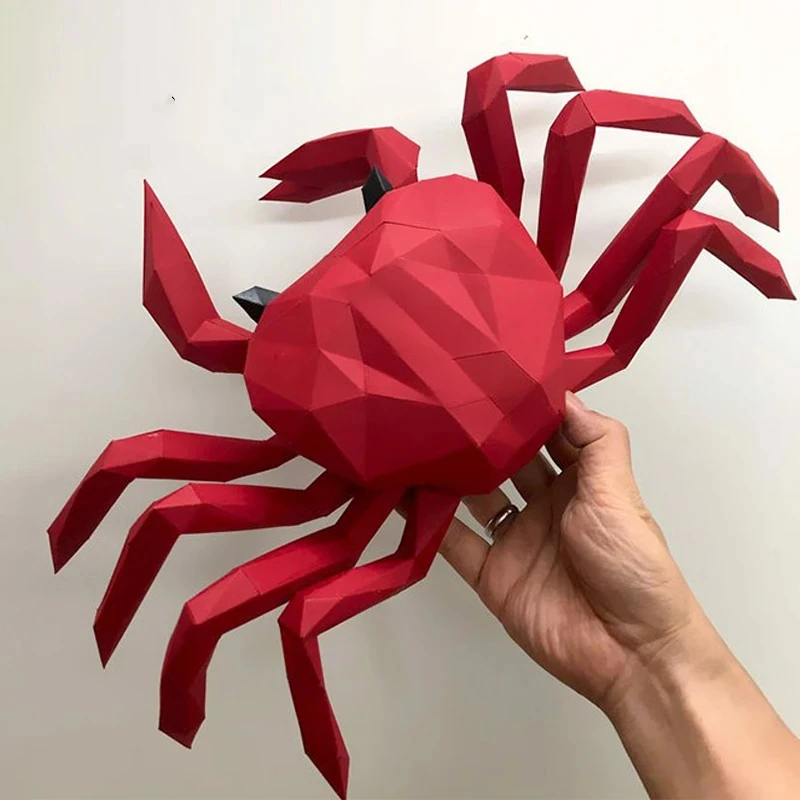 السلطعون ثلاثية الأبعاد ورقة نموذج ديكورات جدران المنزل اوريغامي الفن مجسمة معلقة Papercraft الحيوان الديكور DIY بها بنفسك الحلي الإبداعية