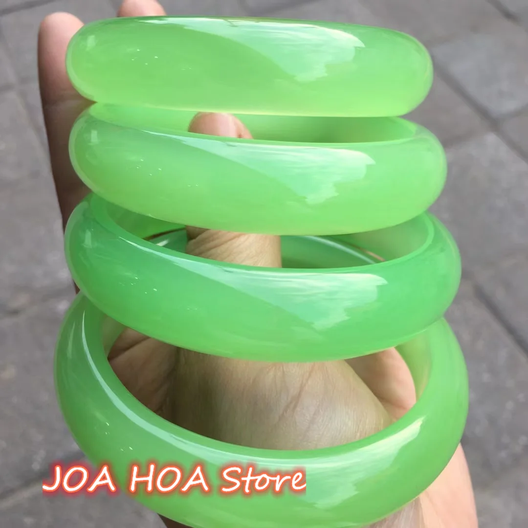 

Ice Species Apple Green Color Jade Stone Bangle Natural Jadeite Fashion Handring Top Quality Bracelet Accessories Fine Jewelry