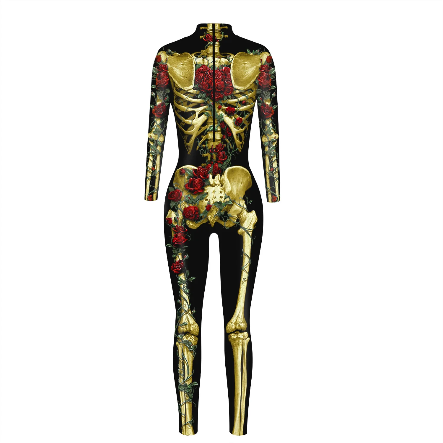 Festtags-Karnevalskostüm Skelett-Bedruckte Bodysuits für Frauen Bunte Halloween-Cosplay-Jumpsuits Zentai-Catsuit – Detail 14