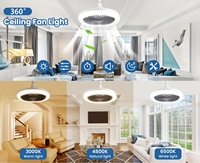 30W E27 LED Ceiling Fan with Light Remote Control Dimmable Ceiling Bulb with Cooling Fan 3 Modes Indoor Bedroom Chandelier