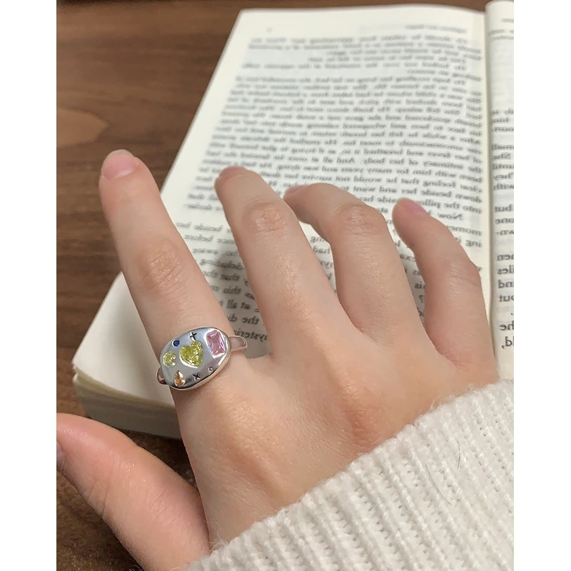 SSTEEL New In Korean Zircon Rings For Woman Sterling Silver 925 Women Adjustable Ring Personalized Y2k Luxury Designer Jewelry