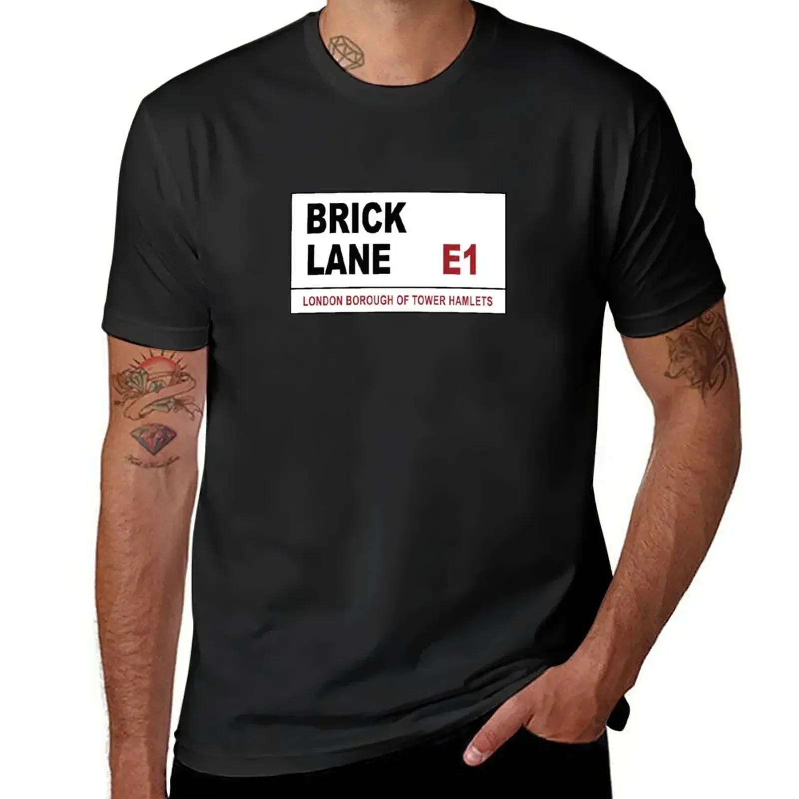 Brick Lane Street Sign T-Shirt plus size tops boys animal print men clothings