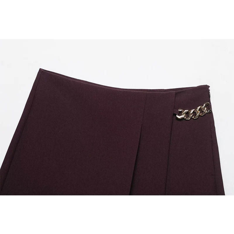 2025 نساء موضة جديدة واسعة مطوي سلسلة السراويل خمر عالية الخصر السراويل فضفاضة غير رسمية الإناث شارع العليا سراويل قصيرة #5