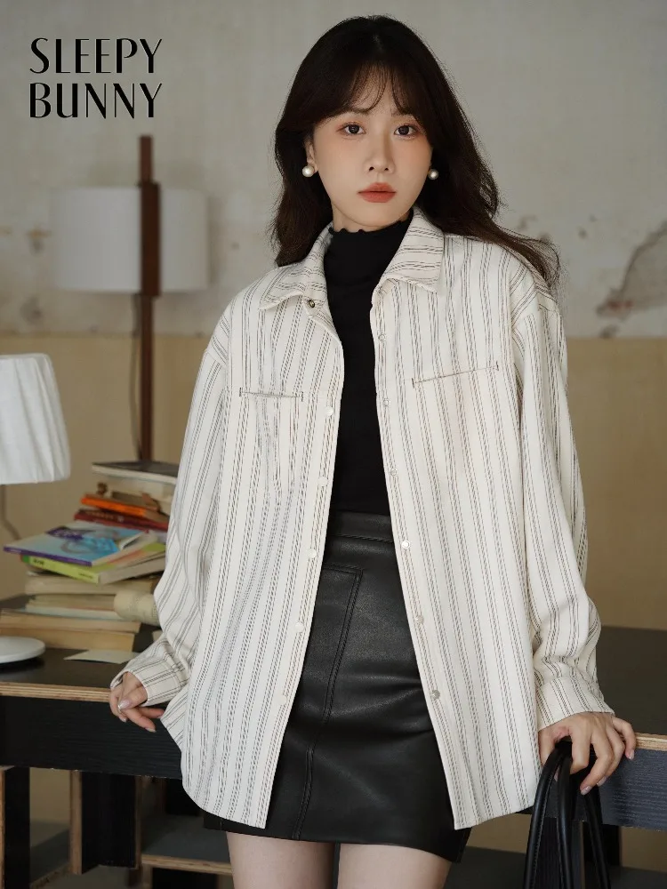 

Women Casual Corduroy Striped Shirt Loose Long Sleeve Blouse Top Winter Thickened Oversized Elegant Slimming Warm Comfy Outfit