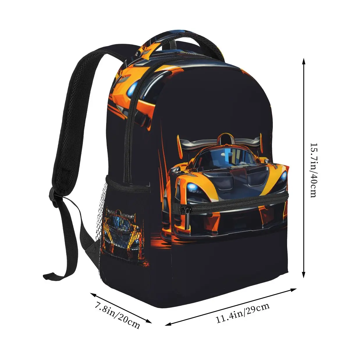 Imagem -02 - Mochila de Carro Esportivo Fantástico Elementos dos Desenhos Animados 2d Mochilas de Caminhada Mochilas Escolares Elegantes Mochila Durável Design Masculino