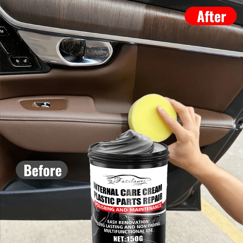 Car Plastic Trim Polish Paste Anti-Aging Black Gloss Restorer For Dashboard Tire PU Leather Seat Renovation Maintenance