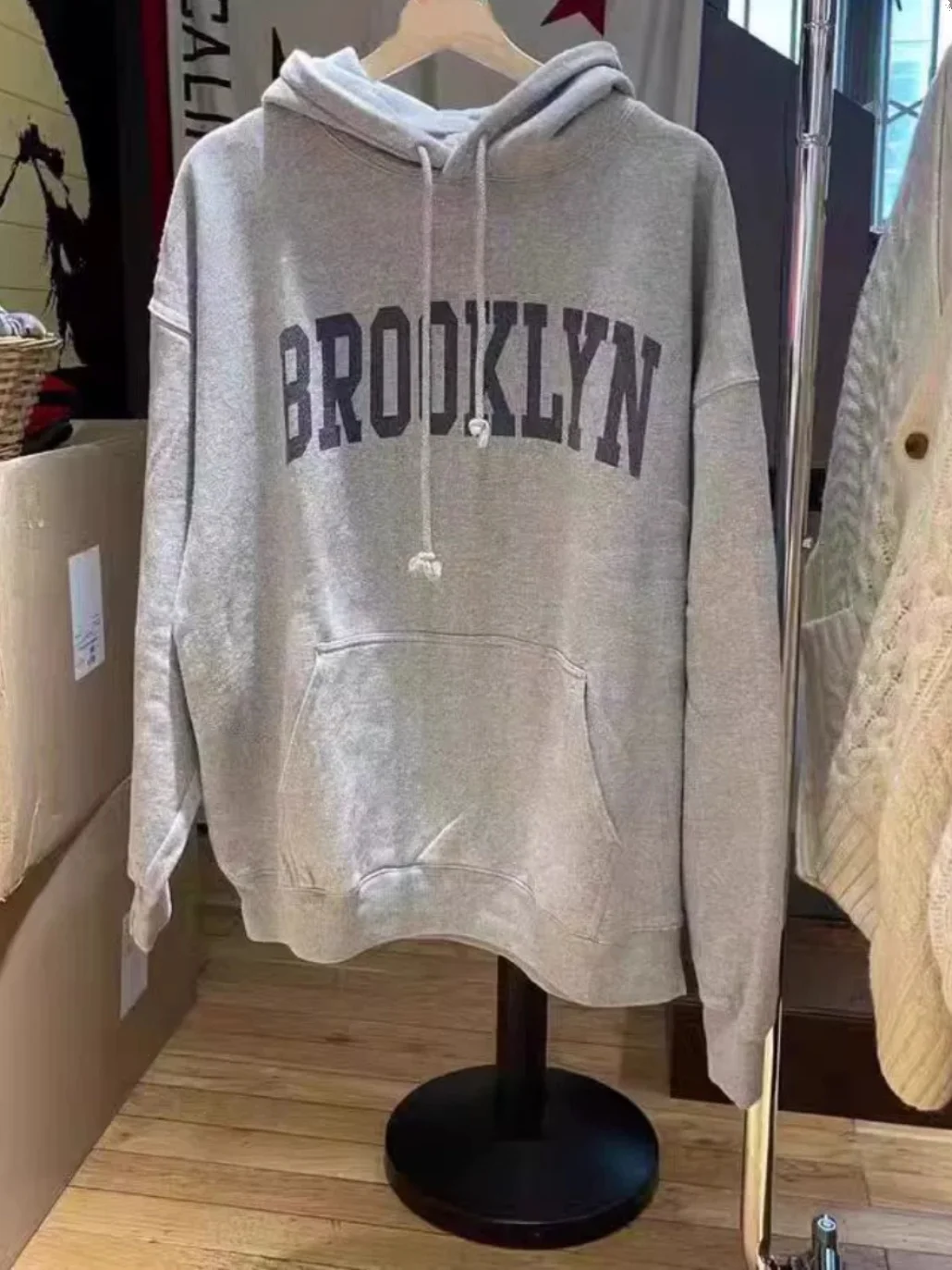 

Американская ретро-толстовка с капюшоном и буквенным принтом BM, свободная верхняя одежда, повседневная куртка средней длины с длинными рукавами, на флисовой подкладке, из хлопка