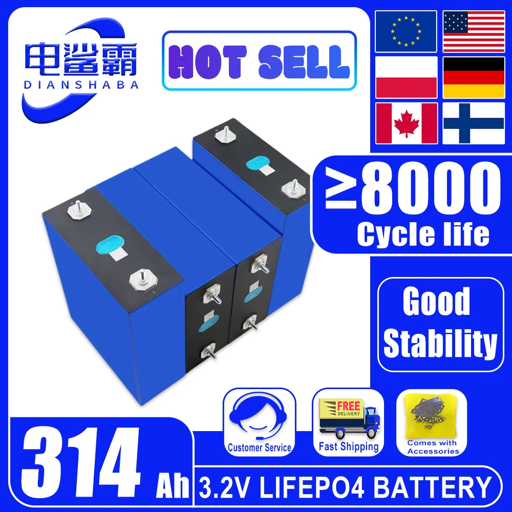 

Brand New 3.2V 314Ah 8000 Cycles DIY 12V 24V 48V Cell Pack suitableRV EV Boat Golf Cart Yacht Van Cell Pack tax-free