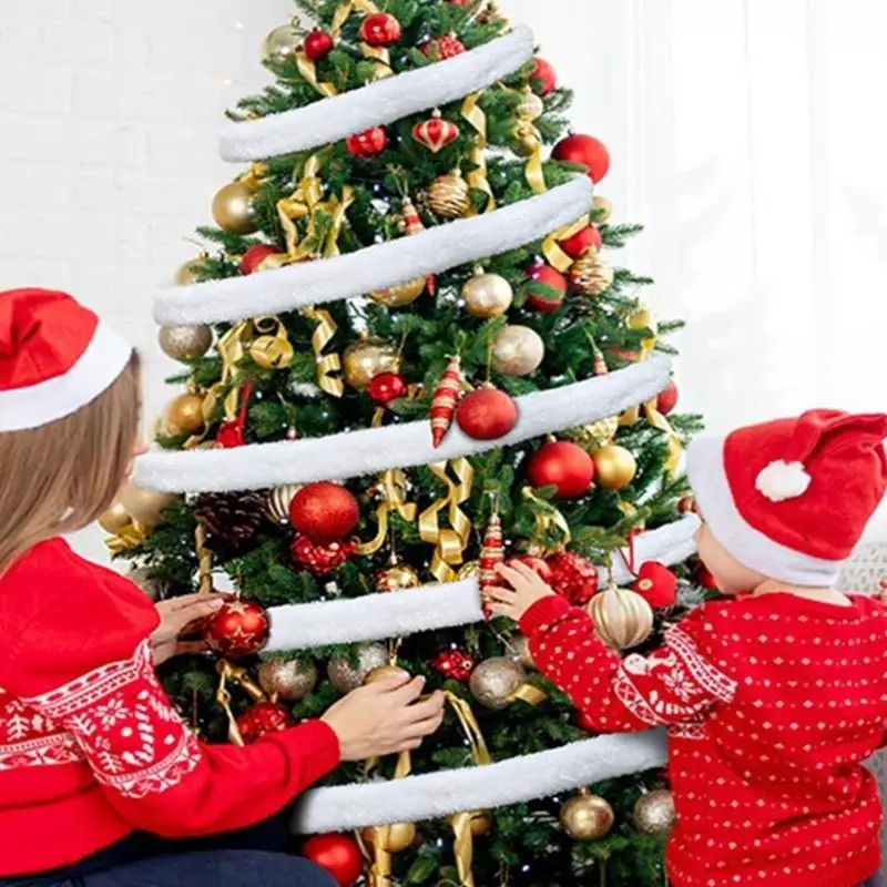 

39BD DIY плюшевая белая ремешок для рождественской елочной юбки 59 дюймов в длину для модных законодательных законодательных