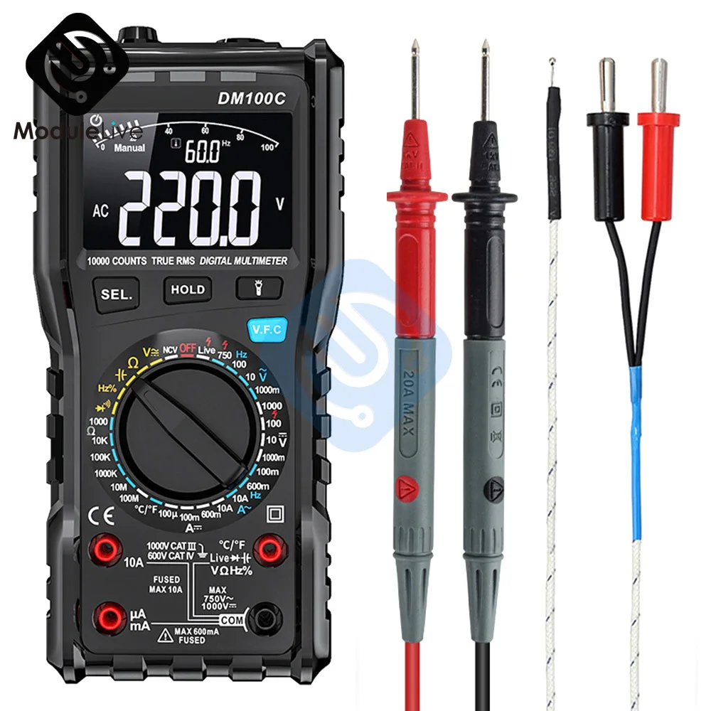 

Digital Multimeter DM100C Multifunction High Precision Anti-burn Type VFC Inverter Manual Automatic Electrician Voltmeter Tester