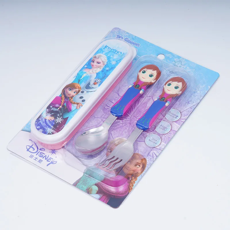 Disney spoon cutlery with box children spoon baby spoon 304 stainless steel cartoon portable bag