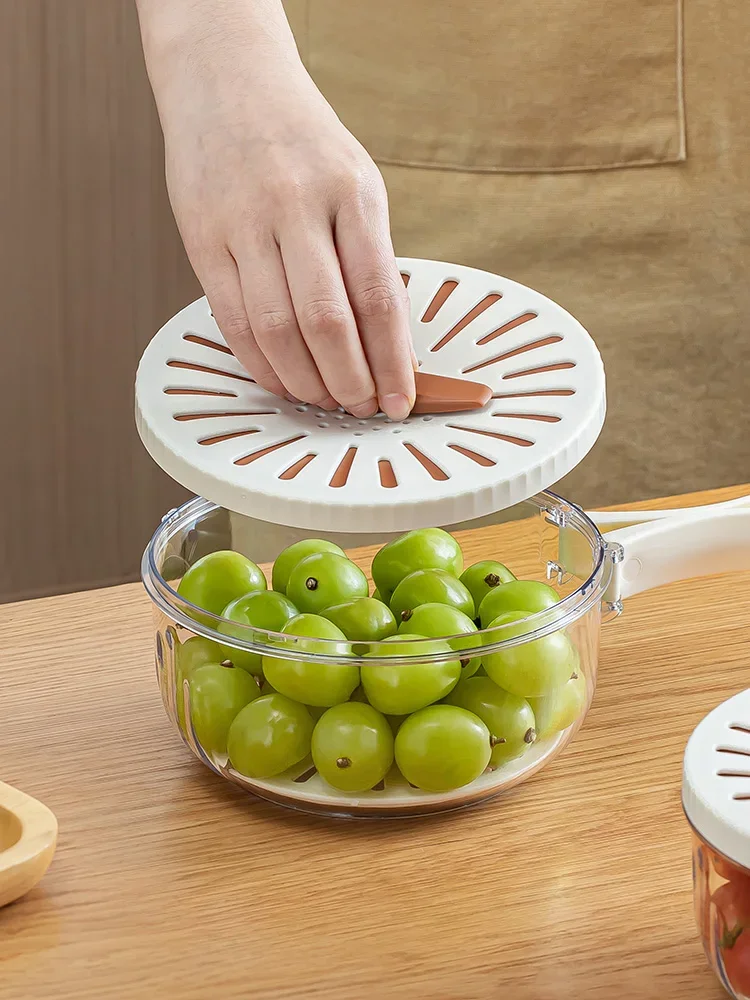 wash the fruit and vegetable preservation bowl with a folding handle with a lid Fruit basket basin