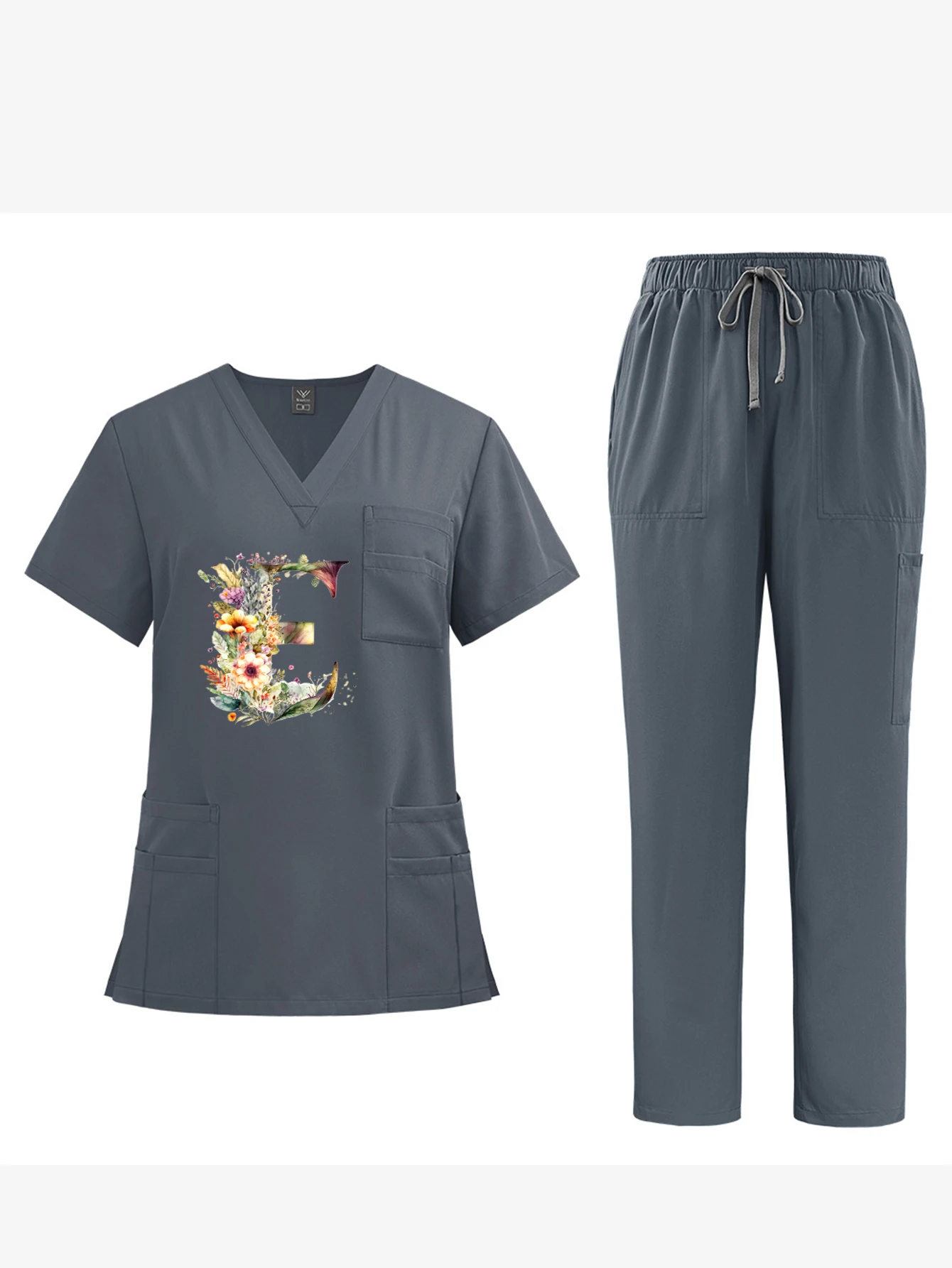 유니섹스 브이넥 반팔 작업복 워크숍 산업용 세트 통기성 내구성 작업복