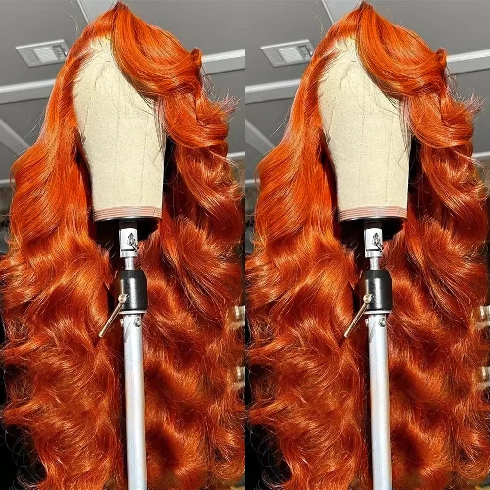 250% Orange Ginger Lace Front Wigs Human Hair Body Wave 13x6 HD Lace Frontal Wig 200 Density Colored Human Hair Wigs For Women