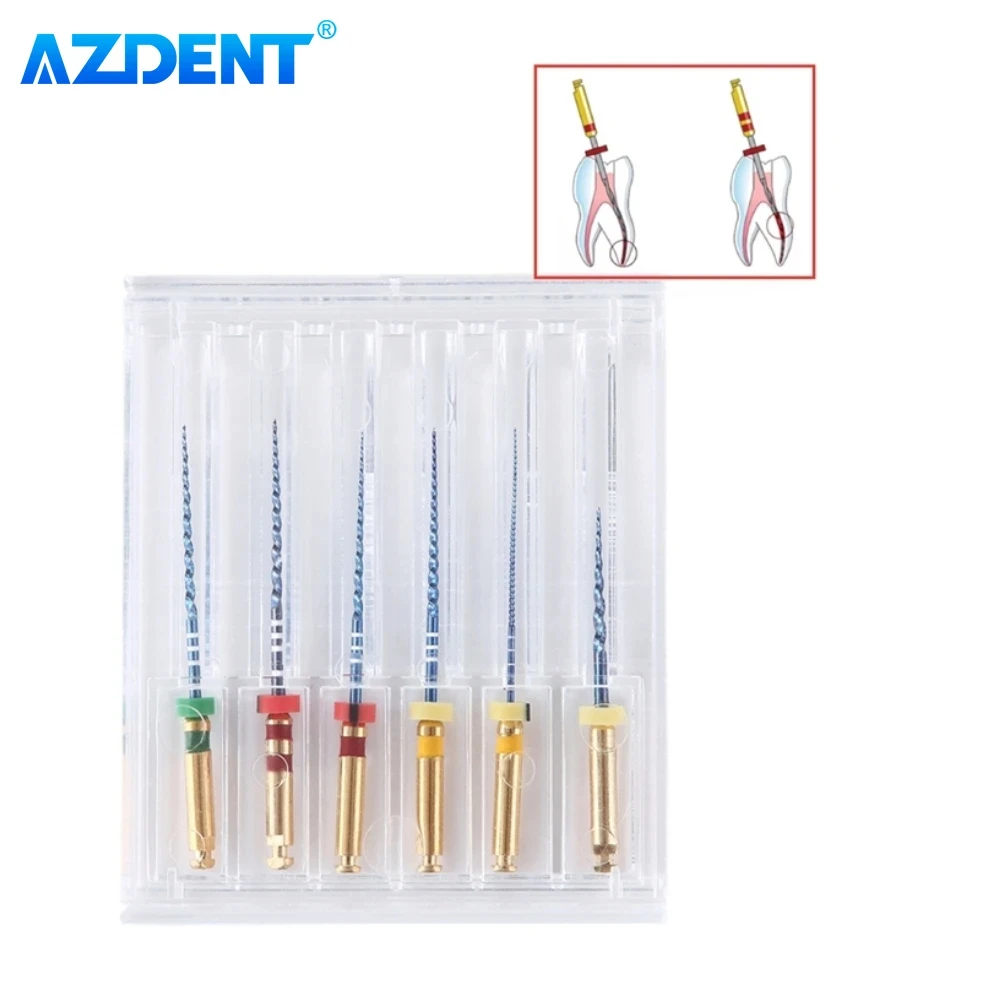 AZDENT Dental Thermally Activated Nickel-titanium Root Canal File Endo Forming Files 25mm 6pcs Engine Use Dentistry