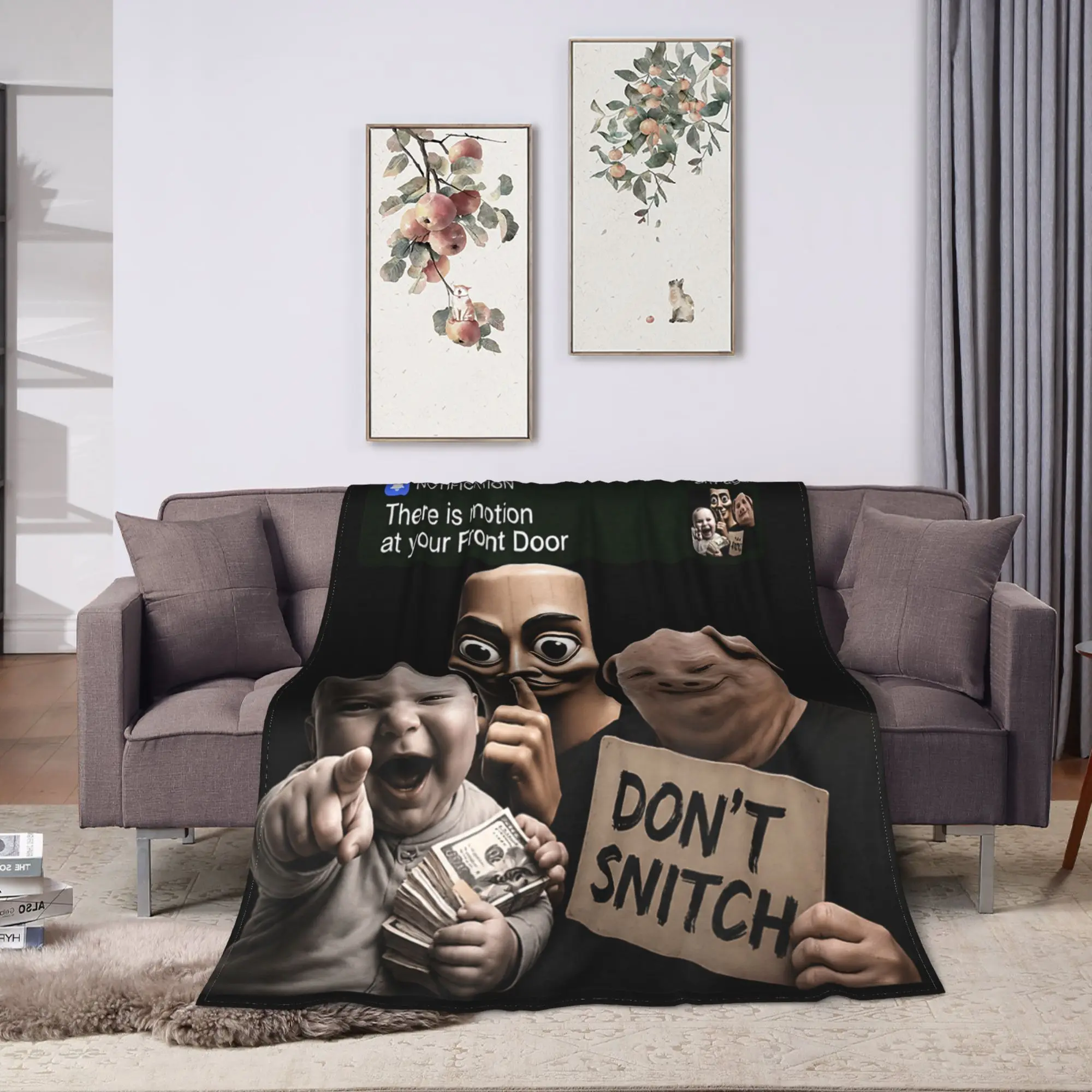 Motion at Your Front Door Tung Sahur John Pork Ai Baby Meme Throw Blanket Warm Blanket  For Outdoor Car Flannel Bedspread