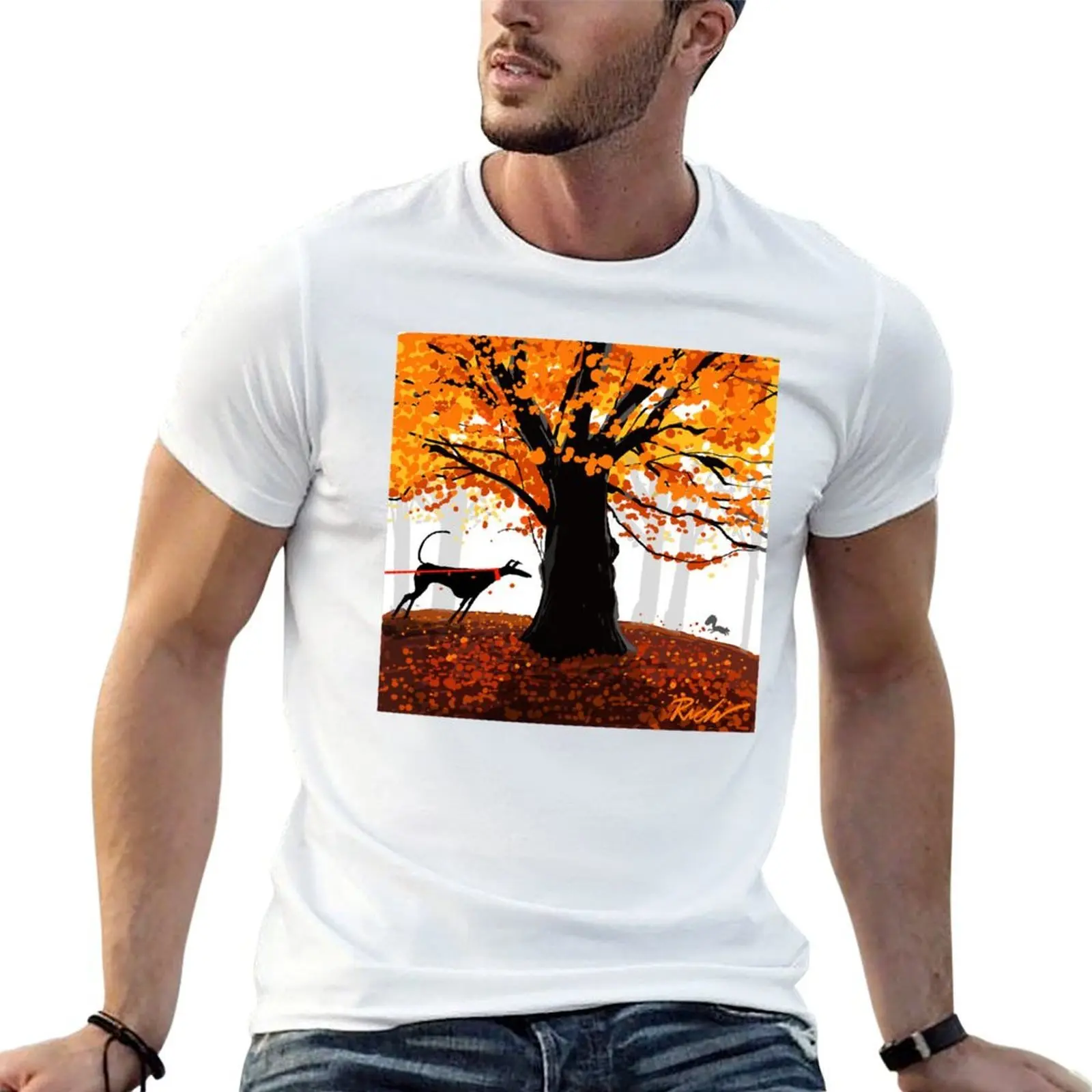 

The Autumn Oak, The Hound, and The Squirrel T-Shirt t shirt man casual cotton t shirt man man t shirts for men T-shirt