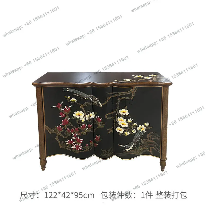 French retro solid wood dining side cabinet against the wall medieval living room storage tea cabinet