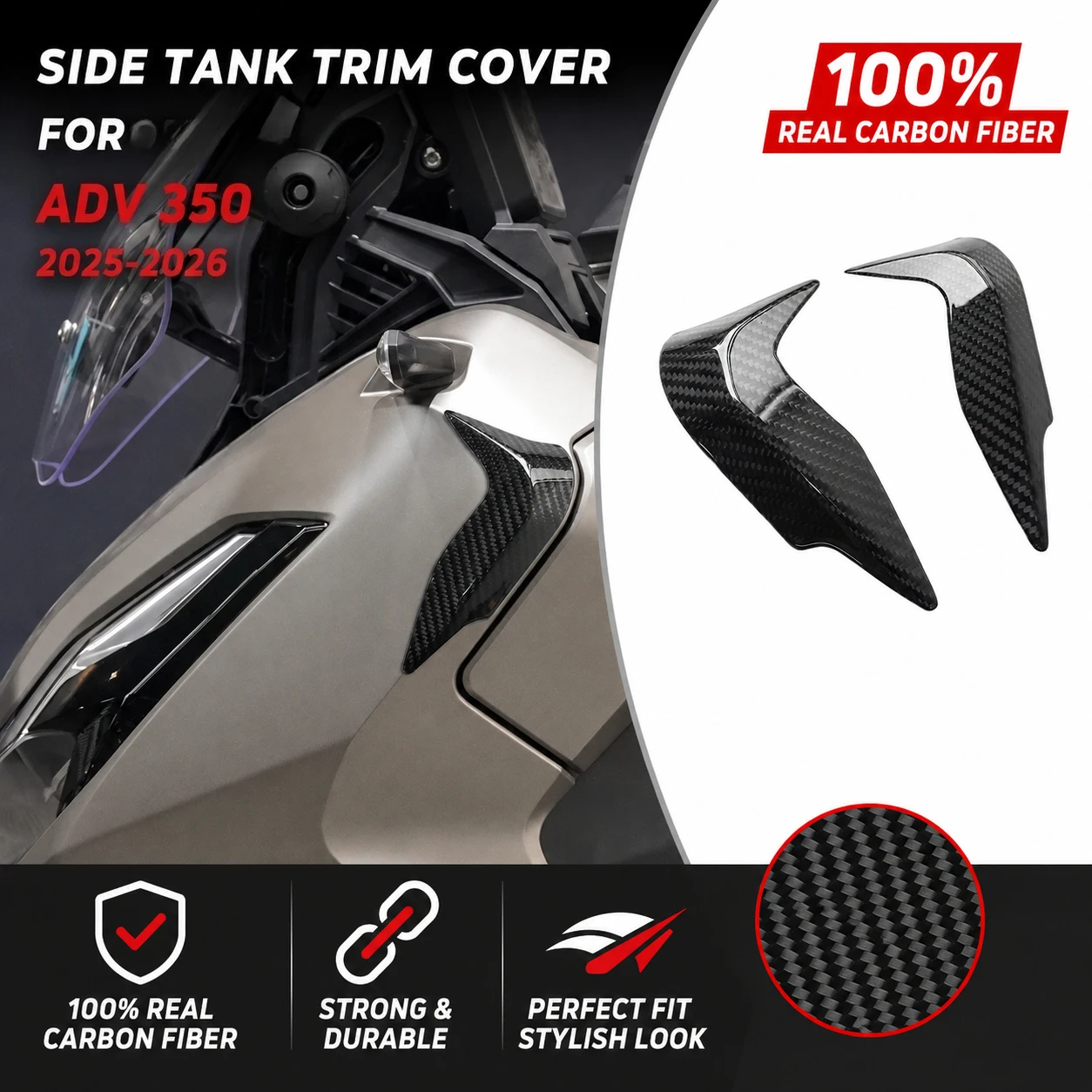 

Carbon Fiber Motorcycle Front Fairing Side Protection Cover for HONDA ADV 350 2025-2026