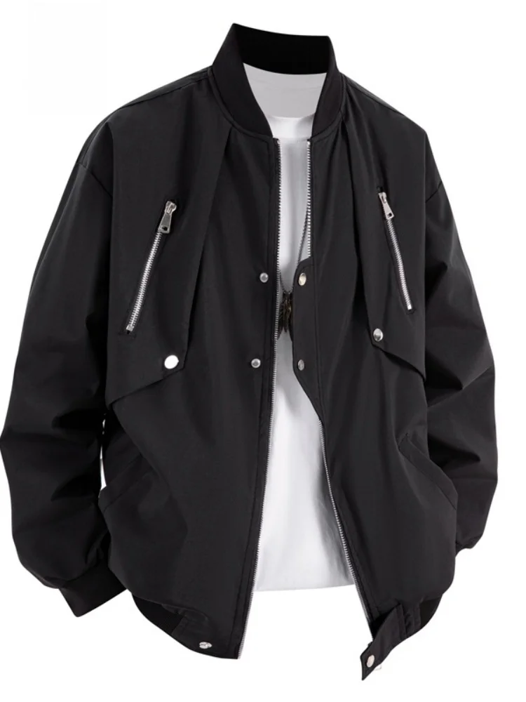 

Американская рабочая куртка в стиле милитари для мужчин, весенне-осенняя, с воротником-стойкой, модель унисекс, из полиэфирного волокна, с длинными рукавами, на молнии