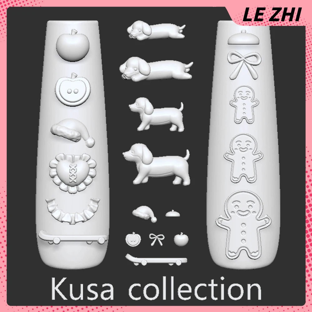 

1Pcs Cartoon Gingerbread Man Dog Christmas Manicure Nails Art Silicone Mold Hat Apple Pillow Skateboard Bowknot Nails Mold