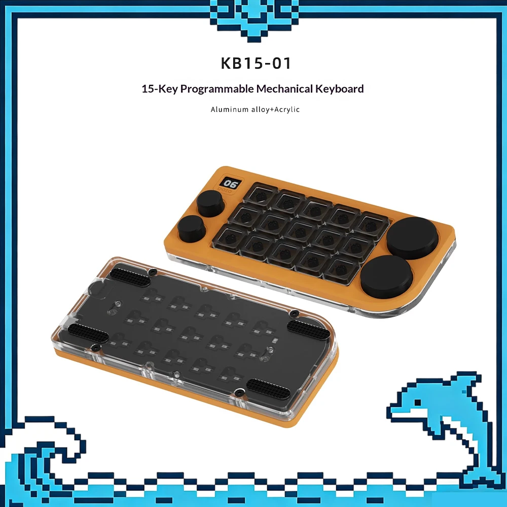 

DOIO KB15-01 Can Be Programmed Keyboard Full Key Customization Wired Keyboard Aluminum Alloy Shell Thin Short Shaft Keycap Gifts