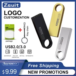 10pcs Metal USB Flash Drives 64GB Waterproof USB Stick 4GB Free Key Ring Pen Drive 3.0 Gift Free Shipp Memory USB 2.0 Free Logo