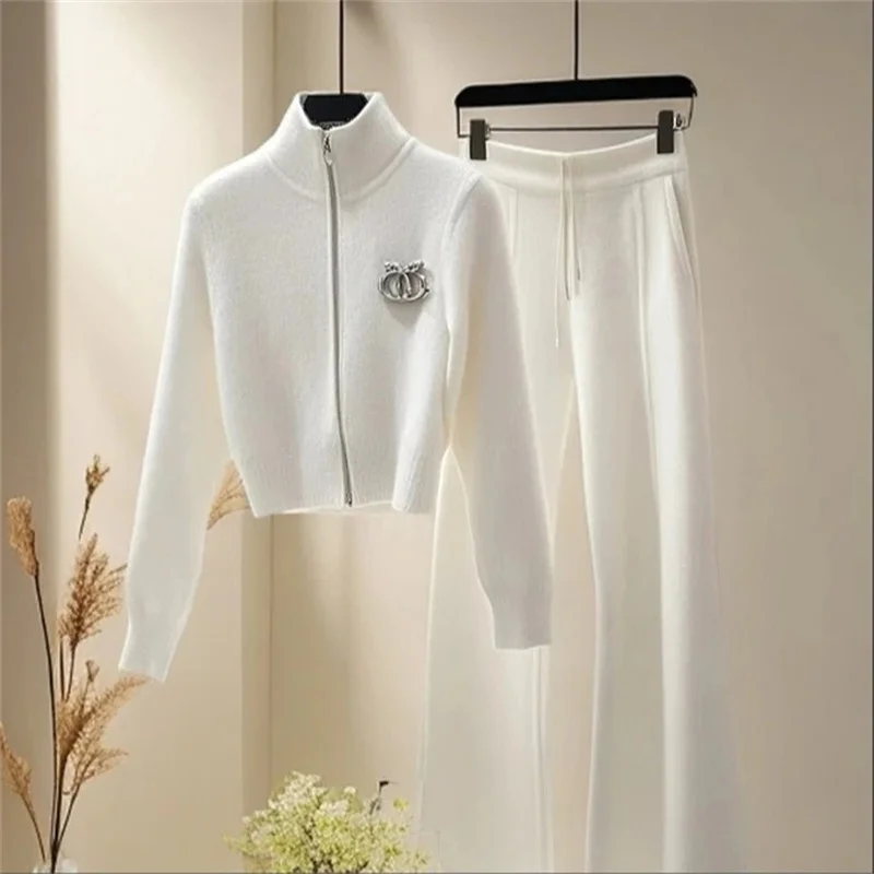 Winter Outfit With A Complete Set Of High-end, Age Reducing, Beautiful Western-style Socialite Knitted Sweater Pants Sets Women