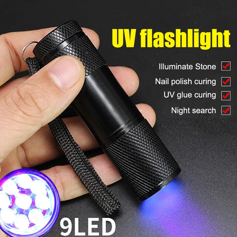 UV Flashlight UV Light Flashlight 395nm Black Light Flashlight Mini Blacklight Torch For UV Resin Glue Curing Pet Urine Stain