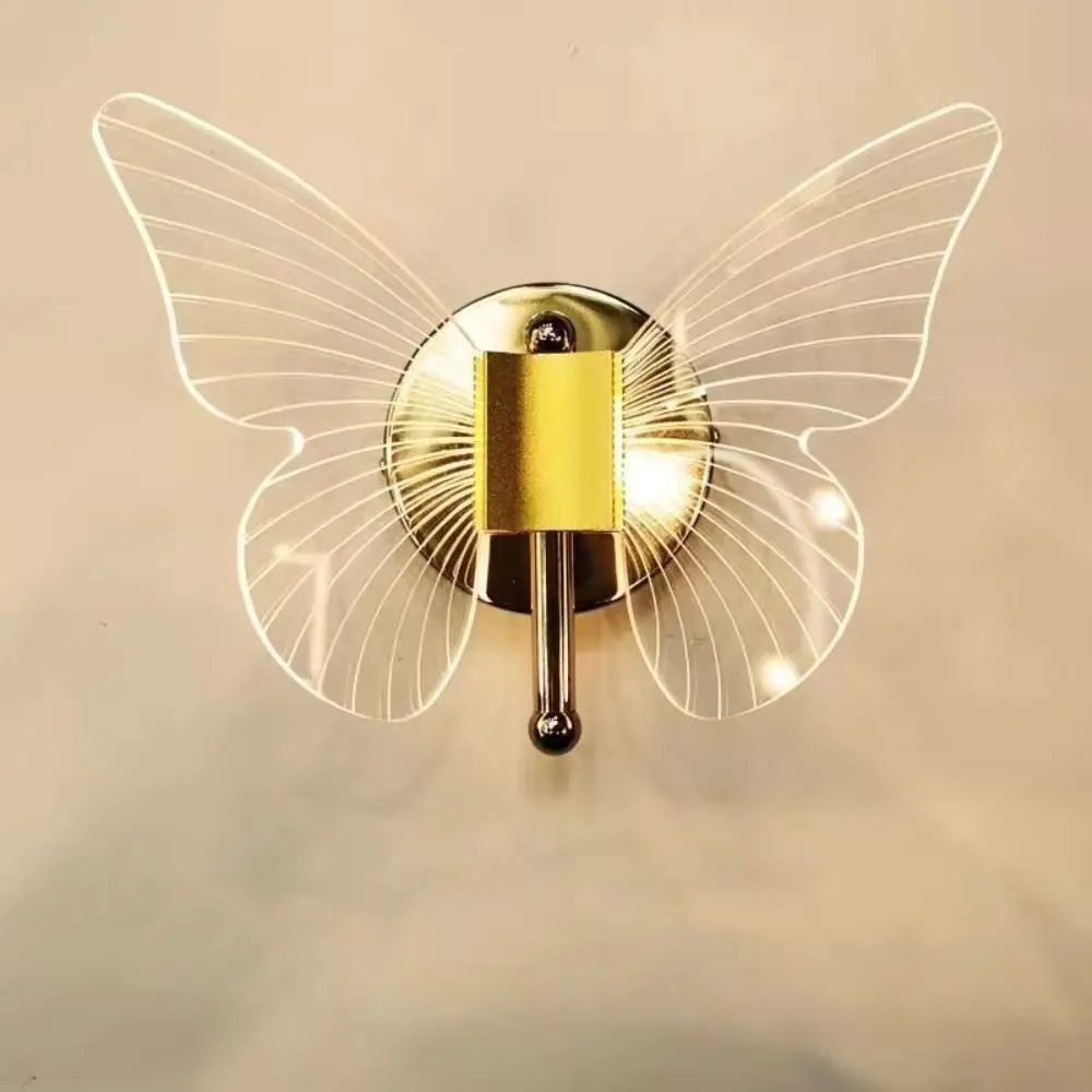 Metal Acrylic LED Butterfly Wall Lamp Tricolor Adjustment Modern Ceiling Light‘ Creative Elegant Wall Light Sconces
