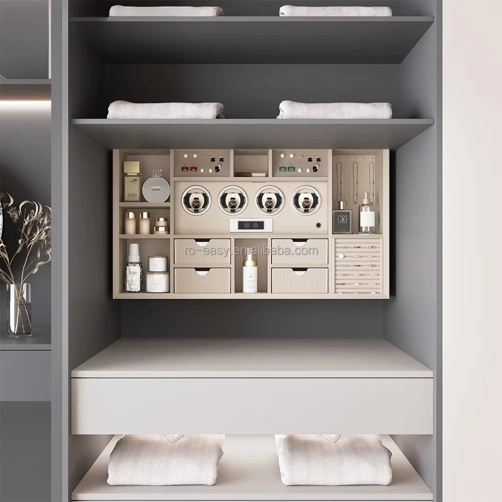 Built in Watrdrobe Automatic Watch Winder Integrated  Smart Vanity Cabinet Storage & Lifting System
