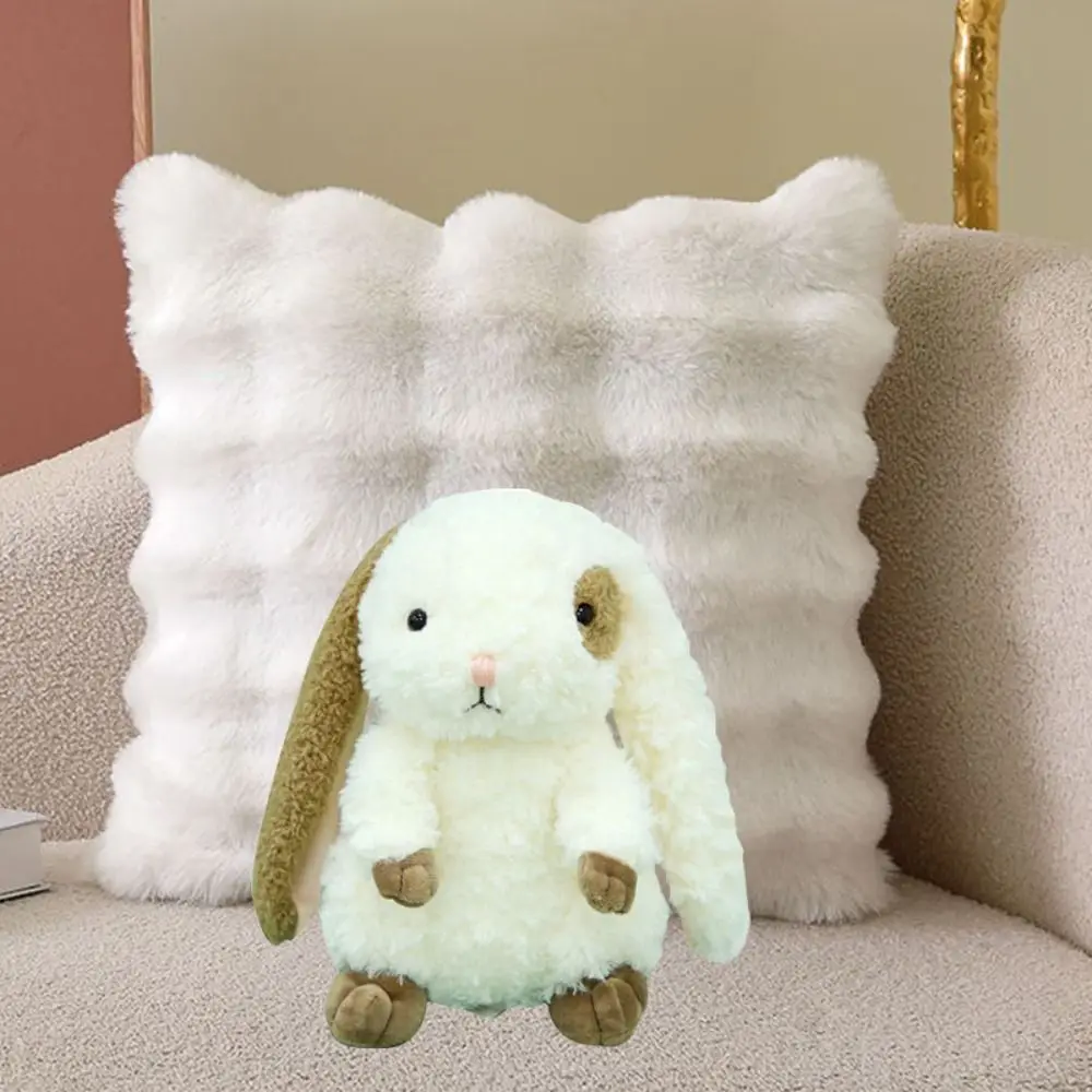 Giocattolo di peluche di coniglio con orecchie lunghe in cotone PP Collezione di giocattoli di peluche di coniglio interattivo soffice Bambola di peluche di coniglietto seduto fatto a mano