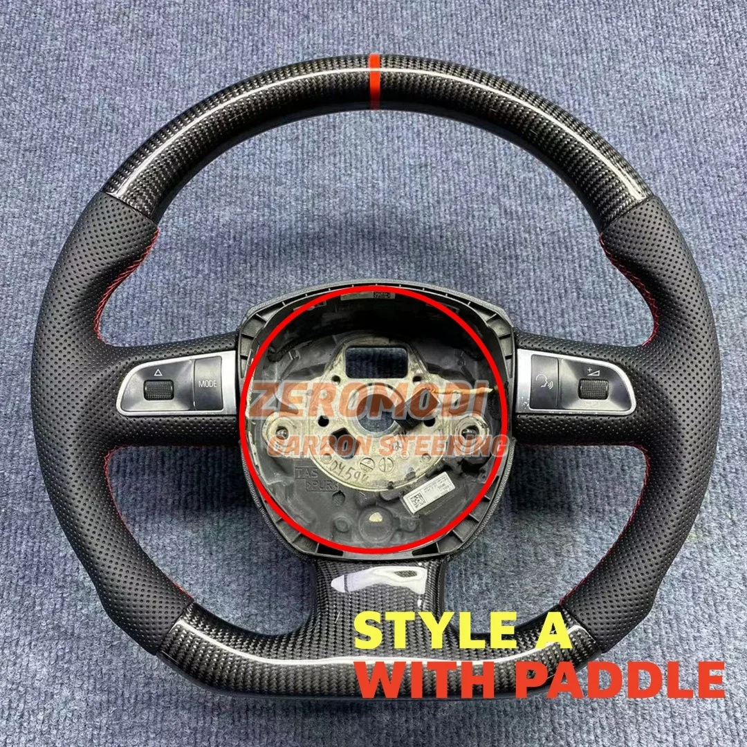 Volante de carro em fibra de carbono 100% genuína para Audi A3 8P, A4 B7, A5 8T 8F, A6 C6, Q5 8R, Q7 4L – acessório para atualização do interior.
