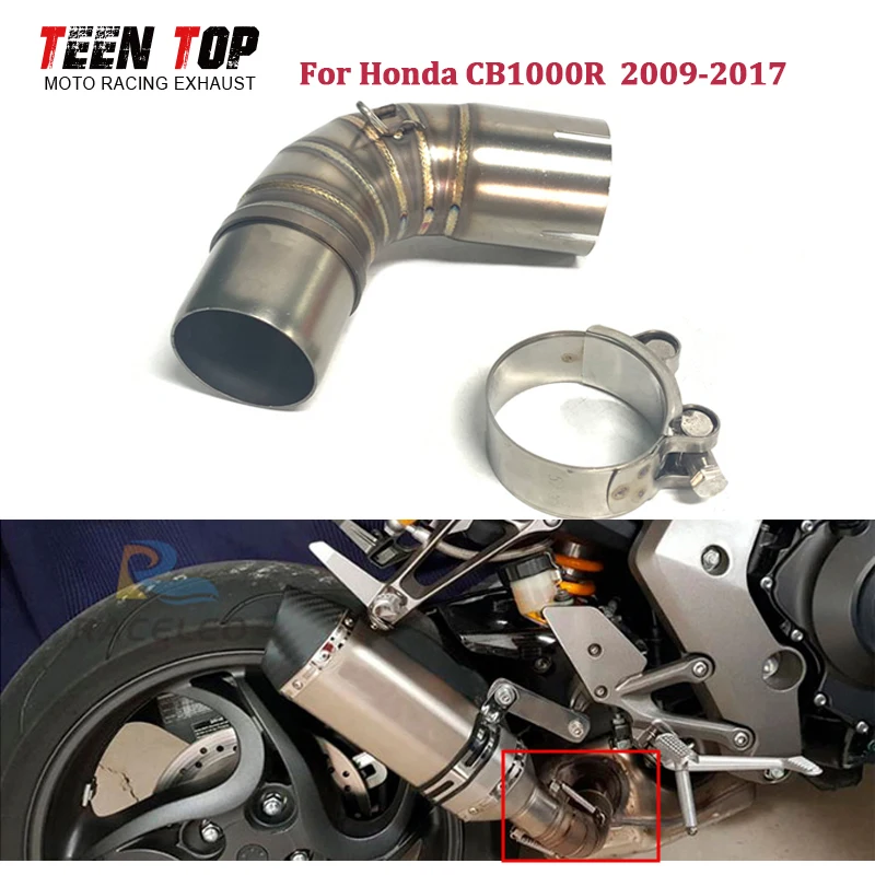 Tubo de escape de acero inoxidable de 51 mm para motocicleta Honda CB1000R, tubo de conexión central de escape 09-17, tubo de conexión central para moto