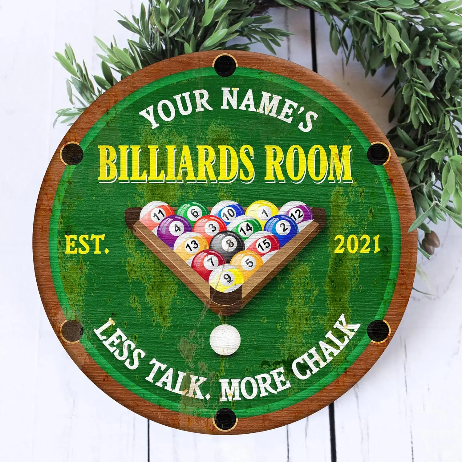 Custom Name Billiards Lounge Bar Pool Wooden Sign 12in Wall Art Plaque Pool Table Room Decorations Poker Dart Recreation Room