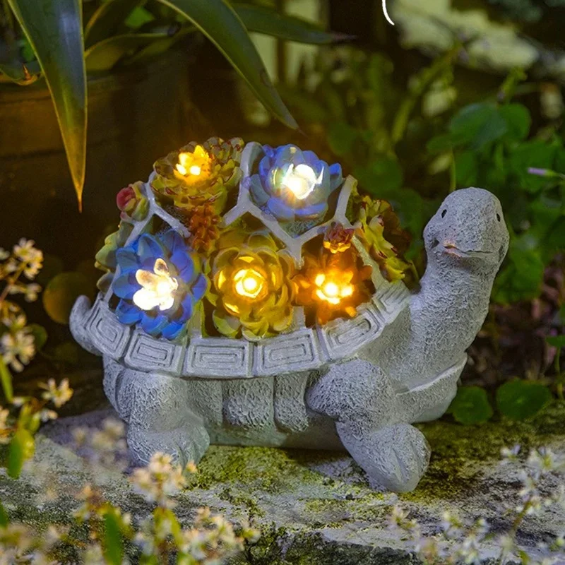 

Courtyard Solar Lights Succulent Turtle Lawn Lamp Creative Resin Horticultural Ornaments Beautiful Practical Balcony Decor