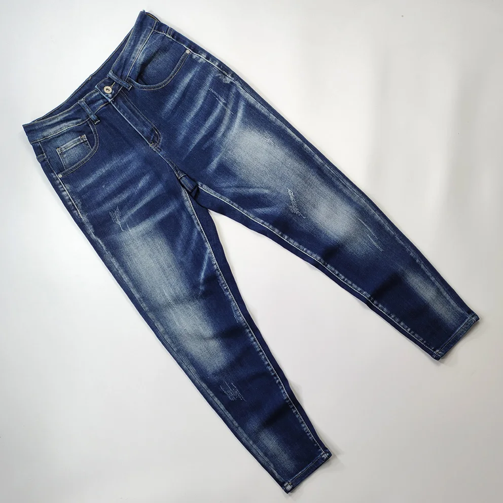 

Slim Fit Men's Jeans Spring Autumn Sle Slightly Elastic Medium Waist Heavy Waed Faded Vintage Scraped Long Pants