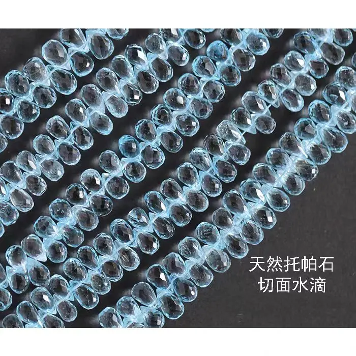 6A Topaz sky blue roundelle drop faceted 7-9mm 18CM  for DIY jewelry making  loose beads  FPPJ wholesale nature