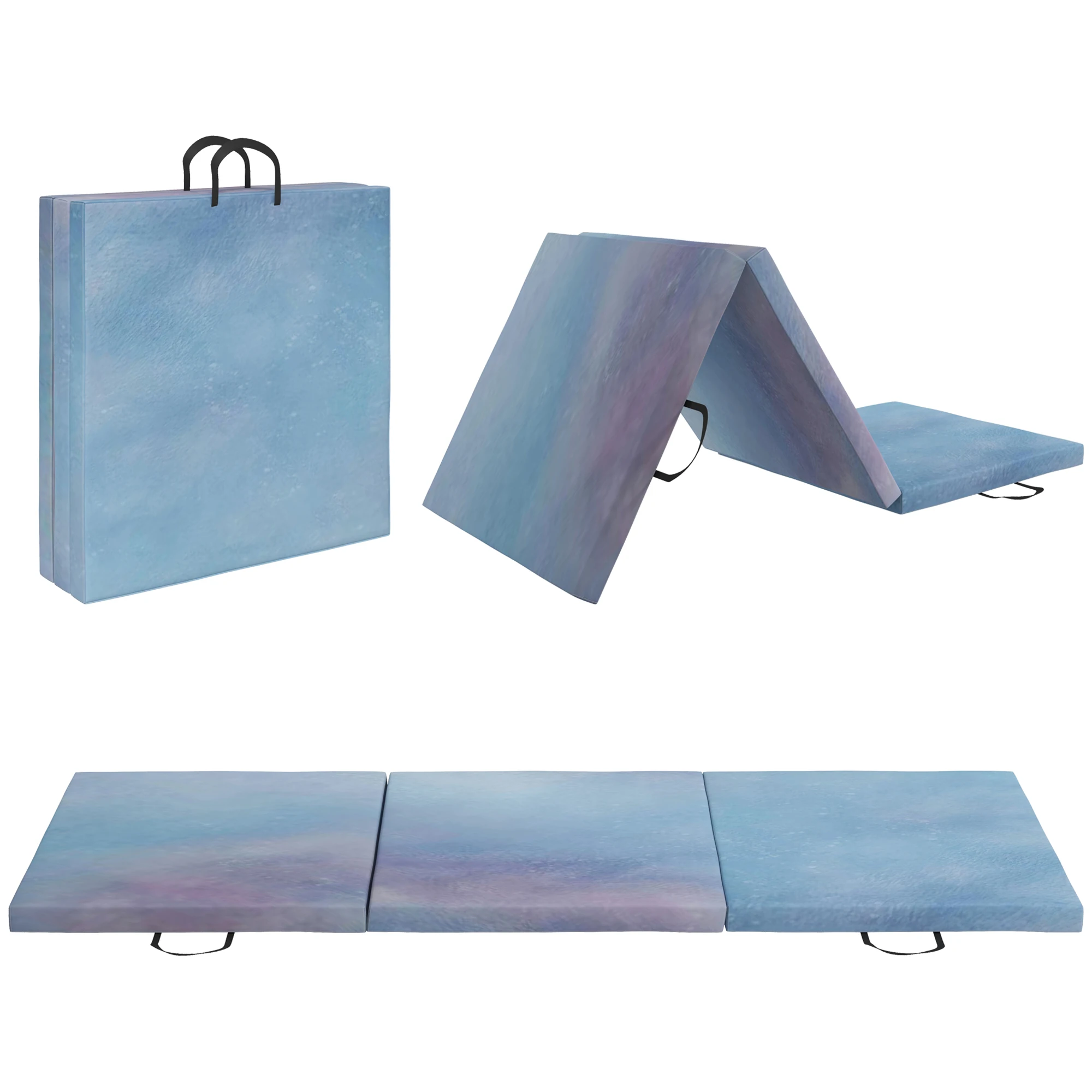 HOMCOM Colchoneta Gimnasia Plegable de Grosor 5 cm, Tapete de Ejercicio, 180x60x5 cm, con Asas de Transporte, Esterilla de Gimna