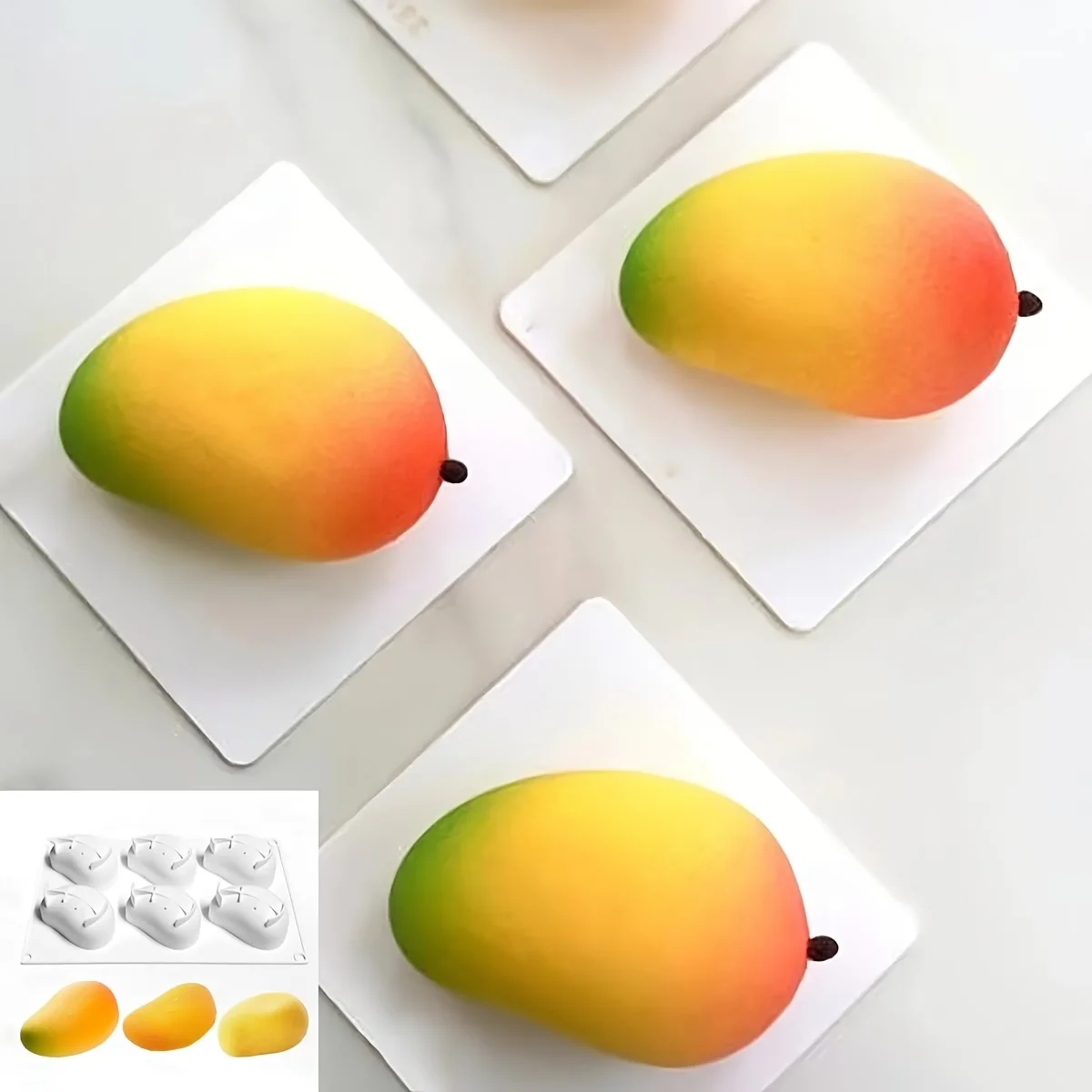 

[DIY Mousse Cake Mold] 6-Cavity Mango Jelly Mold | 1pc Silicone Cake, Ice Cream, Chocolate Fondant