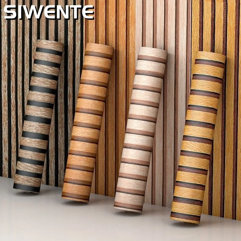 

Grid Self-adhesive Wallpaper Home Decor Waterproof Wood Grain Wall Sticker for TV Background Wall Cabinet Furniture Renovation