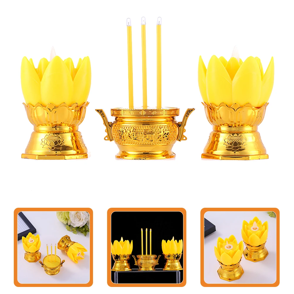 

1 set LED Lotus Lamp Ornament Flameless Incense Burner Electronic Night Light Decorative Supplies Low Power Home Temple