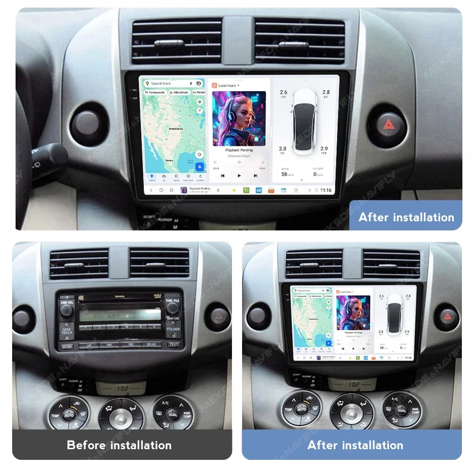 New For MEKEDE 2k Screen 12+512GB Car-play DUDUAUTO 7870 Gps Navigation Android Auto BT5.0 4G WiFi for Toyota RAV4 2005-2013