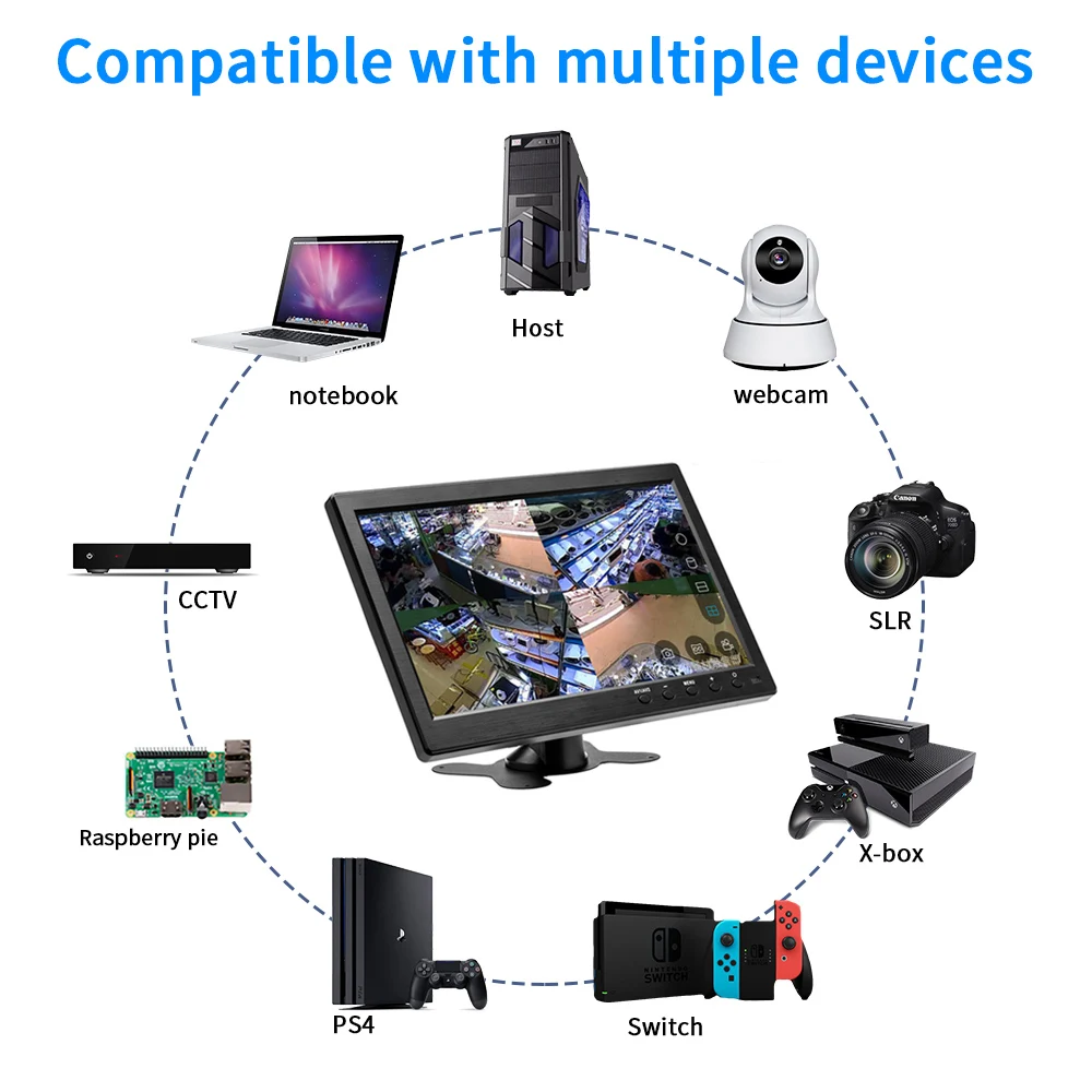 Imagem -02 - Monitor Portátil Lcd hd pc com Alto-falante Mini tv Exibição do Computador Raspberry pi Ps3 Ps4 Xbox360 Windows 10.1 1366x768